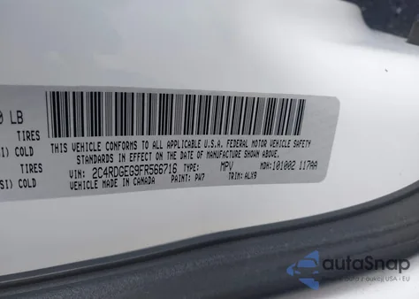 2015 Dodge Grand Caravan R/T from USA, damaged, VIN 2C4RDGEG9FR566716